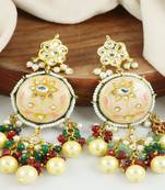 Kundan meena ruby green onyx earrings