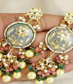 Kundan meena pearl rose quartz earrings