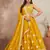 mustard yellow sequins and thread embroidered georgette lehenga dress