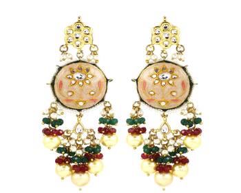 Kundan meena ruby green onyx earrings 3