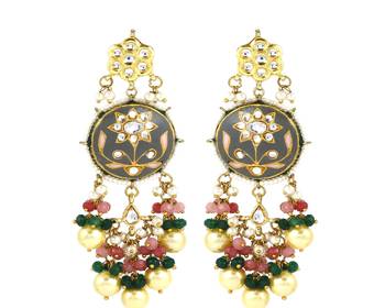 Kundan meena pearl rose quartz earrings 3