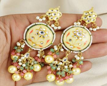 Kundan meena rose-green quartz earrings 1