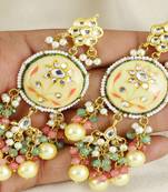 Kundan meena rose-green quartz earrings