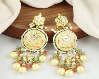 Kundan meena rose-green quartz earrings 2