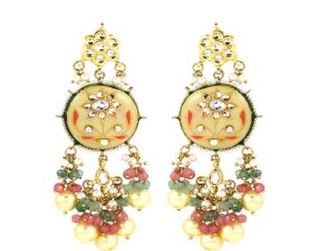 Kundan meena rose-green quartz earrings 3