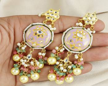 Kundan meena pearl green quartz earrings 2