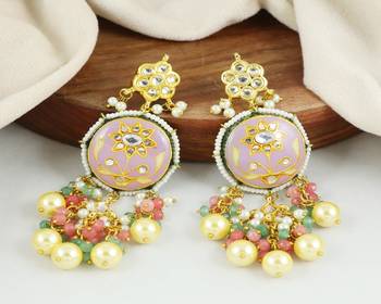 Kundan meena pearl green quartz earrings 1