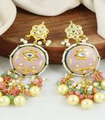 Kundan meena pearl green quartz earrings
