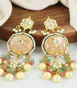Kundan meena pearl rose quartz earrings