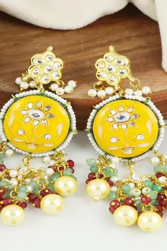 Meena pearl ruby green quartz earrings