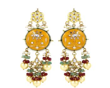 Meena pearl ruby green quartz earrings 3