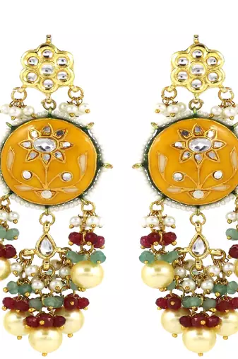 Meena pearl ruby green quartz earrings
