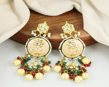 Meena pearl ruby green onyx earrings 2