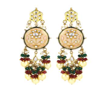 Meena pearl ruby green onyx earrings 3