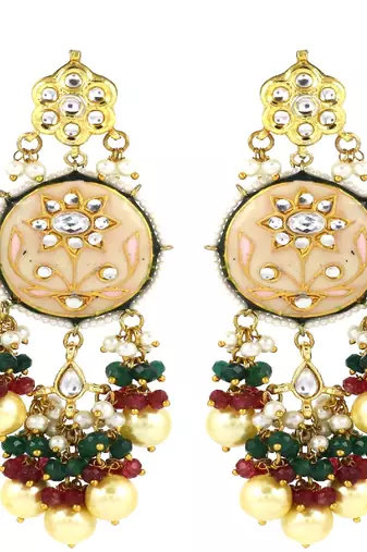 Meena pearl ruby green onyx earrings