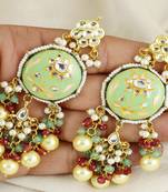Meena pearl ruby green quartz earrings