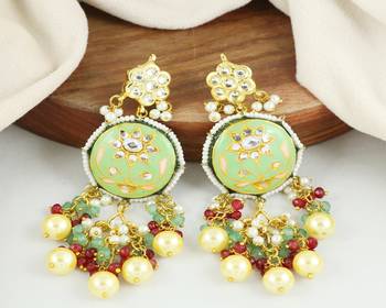Meena pearl ruby green quartz earrings 2