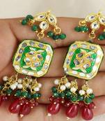 Meena pearl ruby green onyx earrings