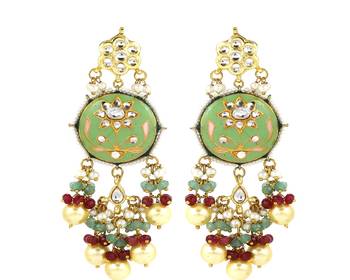 Meena pearl ruby green quartz earrings 3