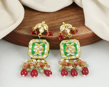 Pearl rose-green quartz ruby earrings 1