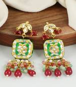 Pearl rose-green quartz ruby earrings