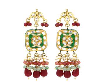 Pearl rose-green quartz ruby earrings 3