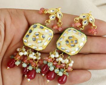 Meena pearl green quartz ruby earrings 1