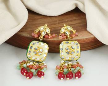 Meena pearl green quartz ruby earrings 2