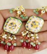 Meena pearl rose-green quartz earrings