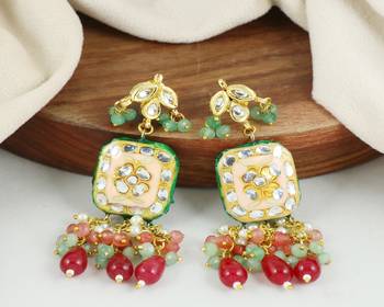 Meena pearl rose-green quartz earrings 2
