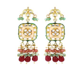 Meena pearl rose-green quartz earrings 3