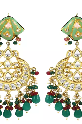 Meena pearl rose-green quartz earrings