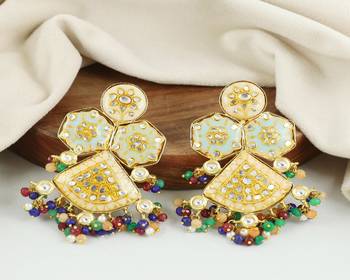 Meena multi sapphire pearl earrings 2
