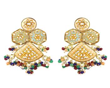 Meena multi sapphire pearl earrings 3