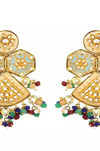Meena multi sapphire pearl earrings