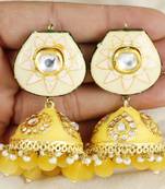 Kundan meena pearl earrings