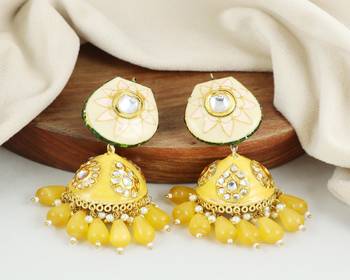 Kundan meena pearl earrings 2