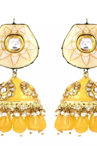Kundan meena pearl earrings