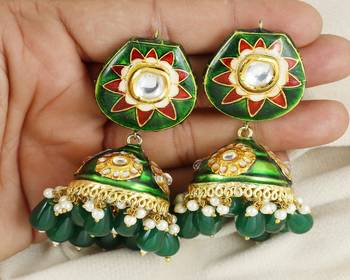 Meena green onyx pearl earrings 1