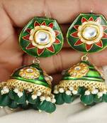 Meena green onyx pearl earrings