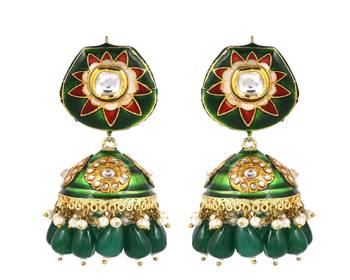 Meena green onyx pearl earrings 3