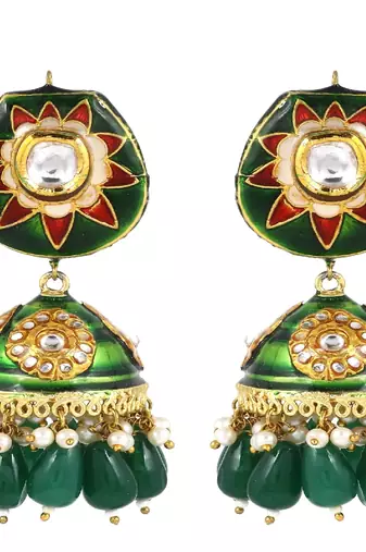 Meena green onyx pearl earrings