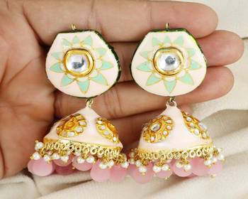 Kundan meena pearl earrings 2