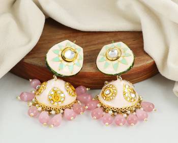 Kundan meena pearl earrings 1