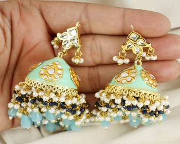 Meena blue sapphire pearl earrings 1