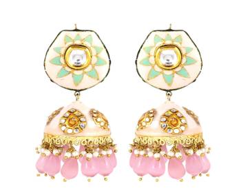 Kundan meena pearl earrings 3