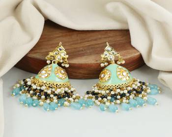 Meena blue sapphire pearl earrings 2