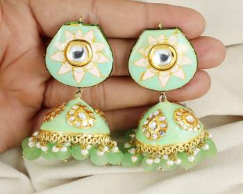 Meena pearl jhumka earrings 1