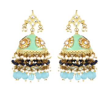 Meena blue sapphire pearl earrings 3