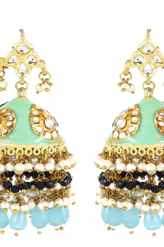 Meena blue sapphire pearl earrings